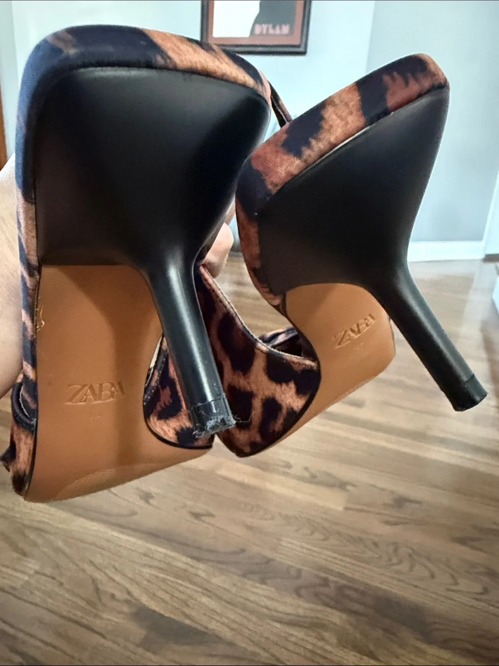 ZARA Leopard Print Bow Detail Pointed Toe Sling Back Kitten Heels